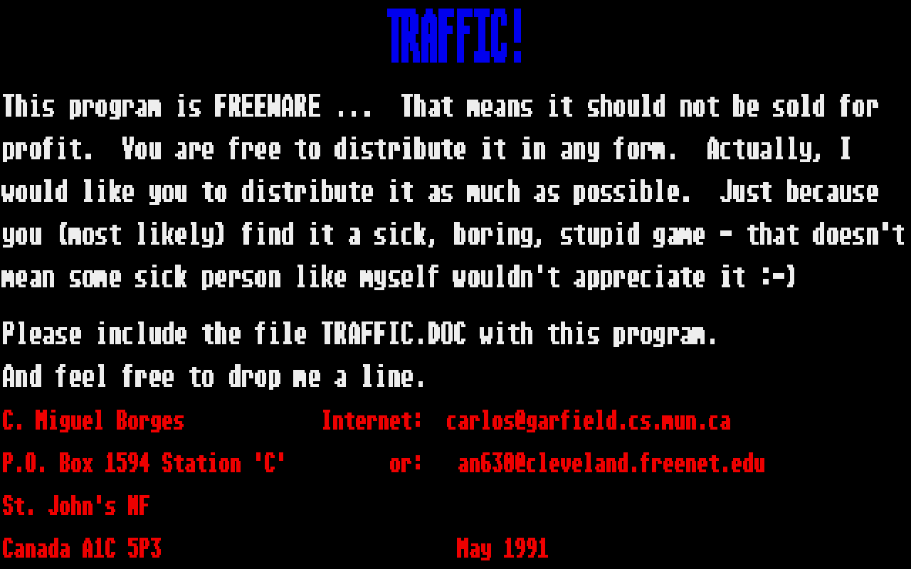 Traffic! atari screenshot